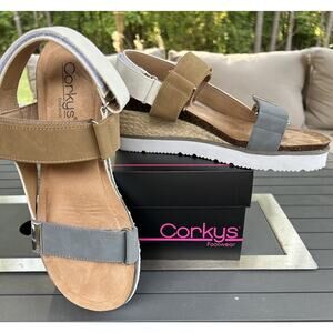 EUC Corkys Roadie Blue Multi Women's Shoe Size 8
